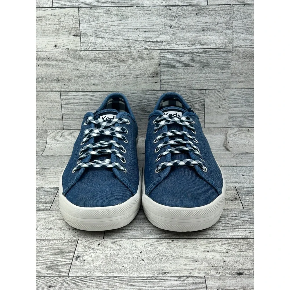 Keds x Draper James Champion Blue Canvas Gingham Sneakers WF62889 Womens 7